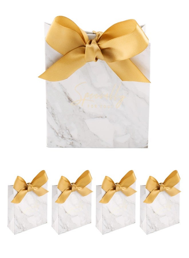 Yoption 50 Pcs Wedding Party Favor Boxes, Small Thank You Gift Bags Candy Boxes with Gold Bow Ribbon Wedding Bridal Shower Birthday Party (Marble) - Image 2